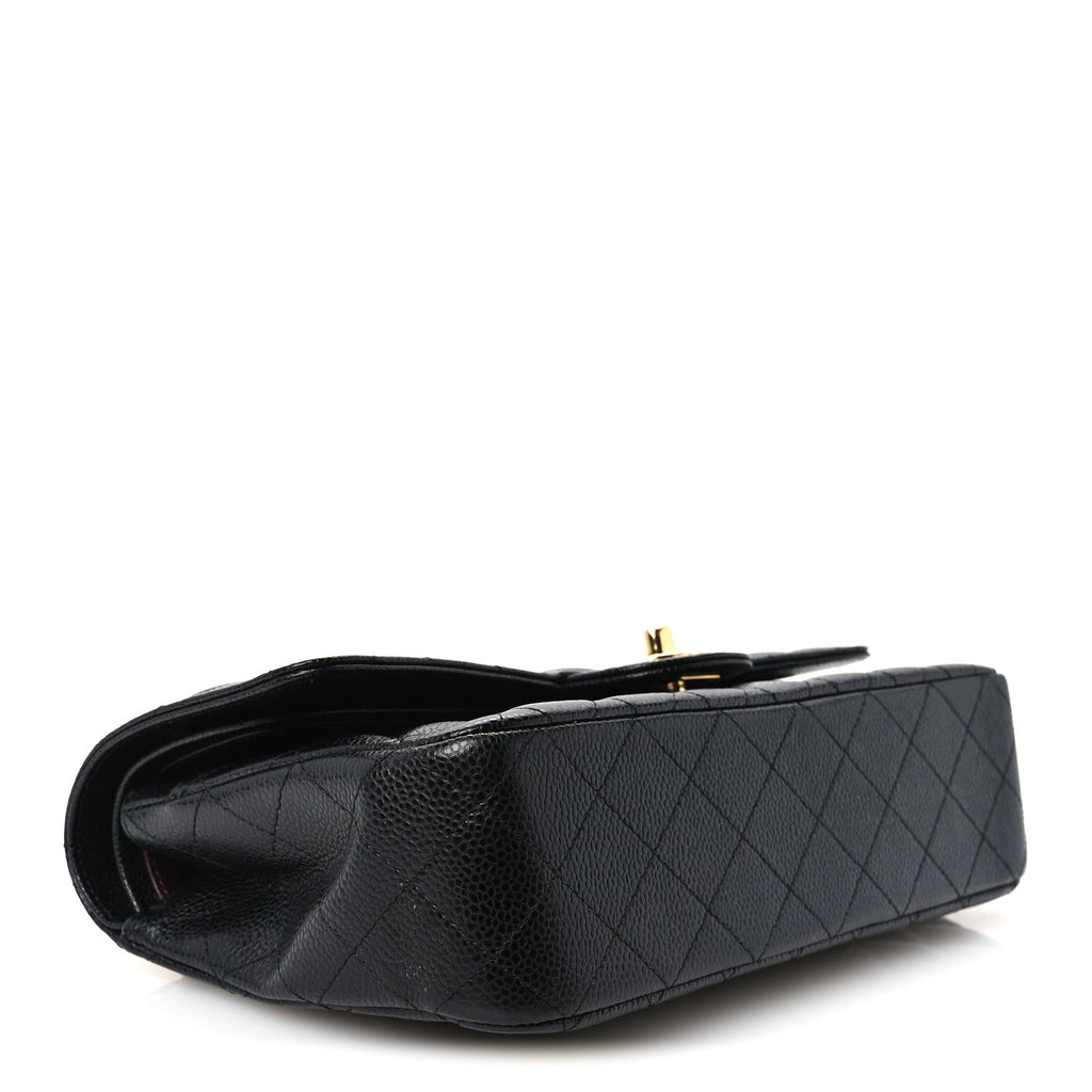 Caviar Quilted Medium Double Flap Black