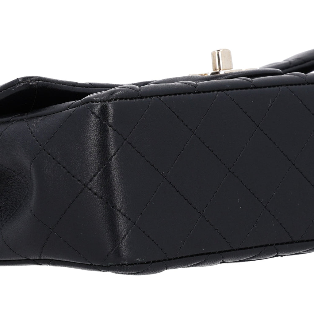 Lambskin Quilted Mini Coco Charms Rectangular Flap Black