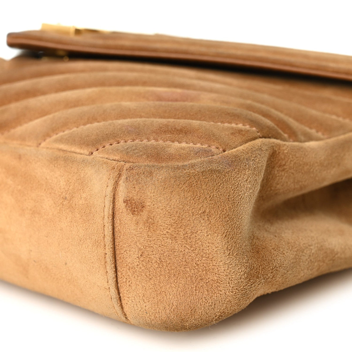 Suede Matelasse Chevron Monogram Medium College Bag Cinnamon