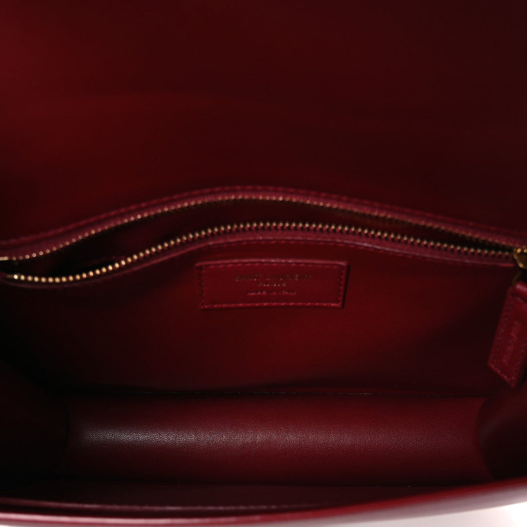 Box Calfskin Le Carre Satchel Opyum Red