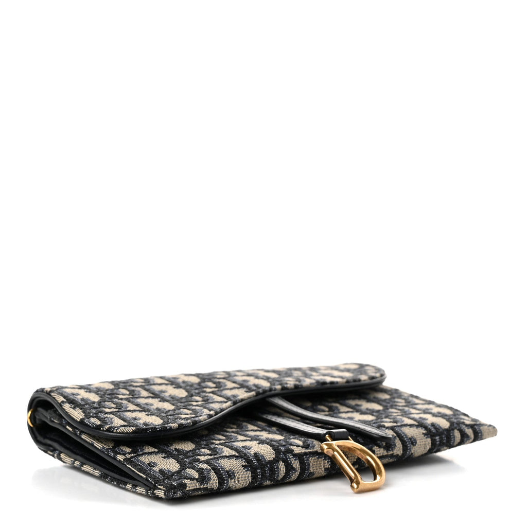 Oblique Saddle Chain Long Wallet Blue