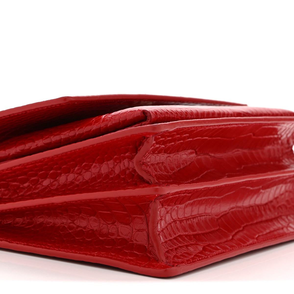 Calfskin Crocodile Embossed Medium Monogram Sunset Rouge Eros