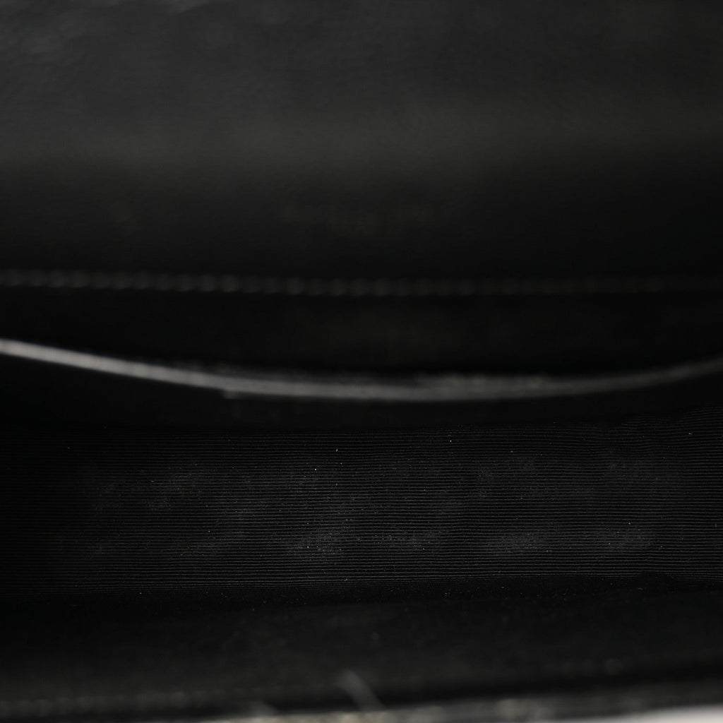 Grain De Poudre Textured Mixed Matelasse Triquilt Medium Monogram Monochrome Satchel Black