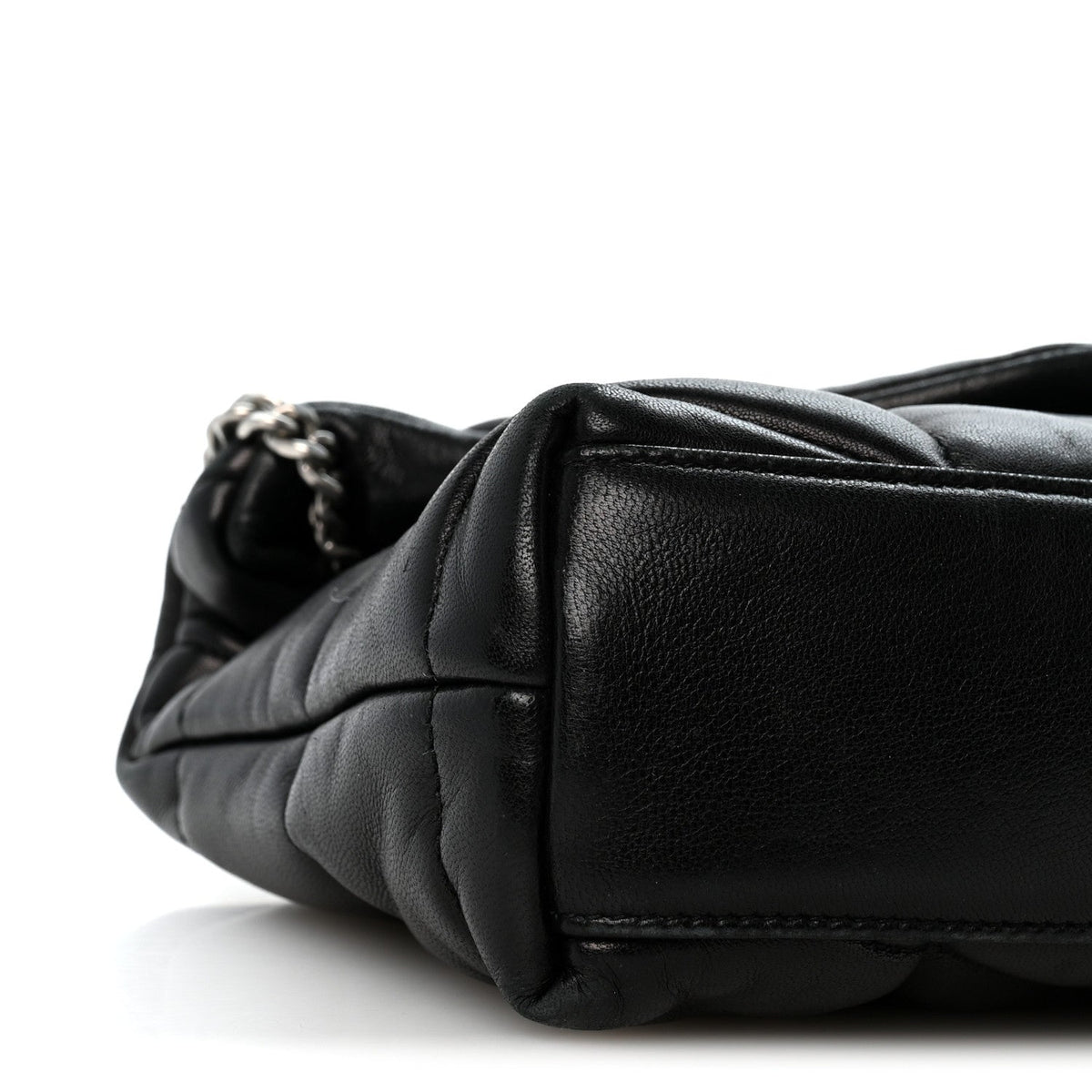 Lambskin Quilted Toy Loulou Puffer Monogram Chain Satchel Black