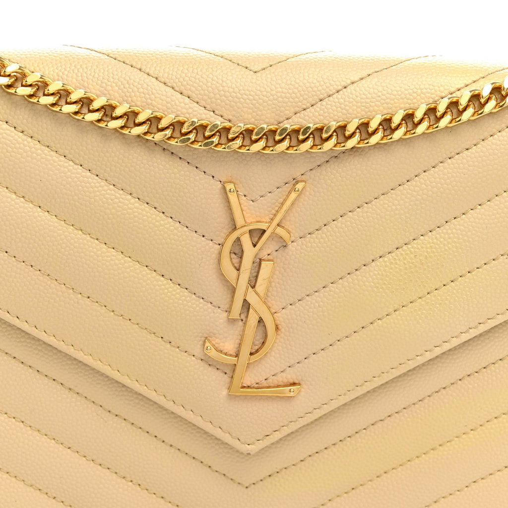 Grain De Poudre Matelasse Chevron Monogram Chain Wallet Dark Beige