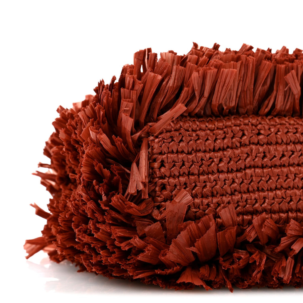 Raffia Fringe Nano Kelly Shopper Red
