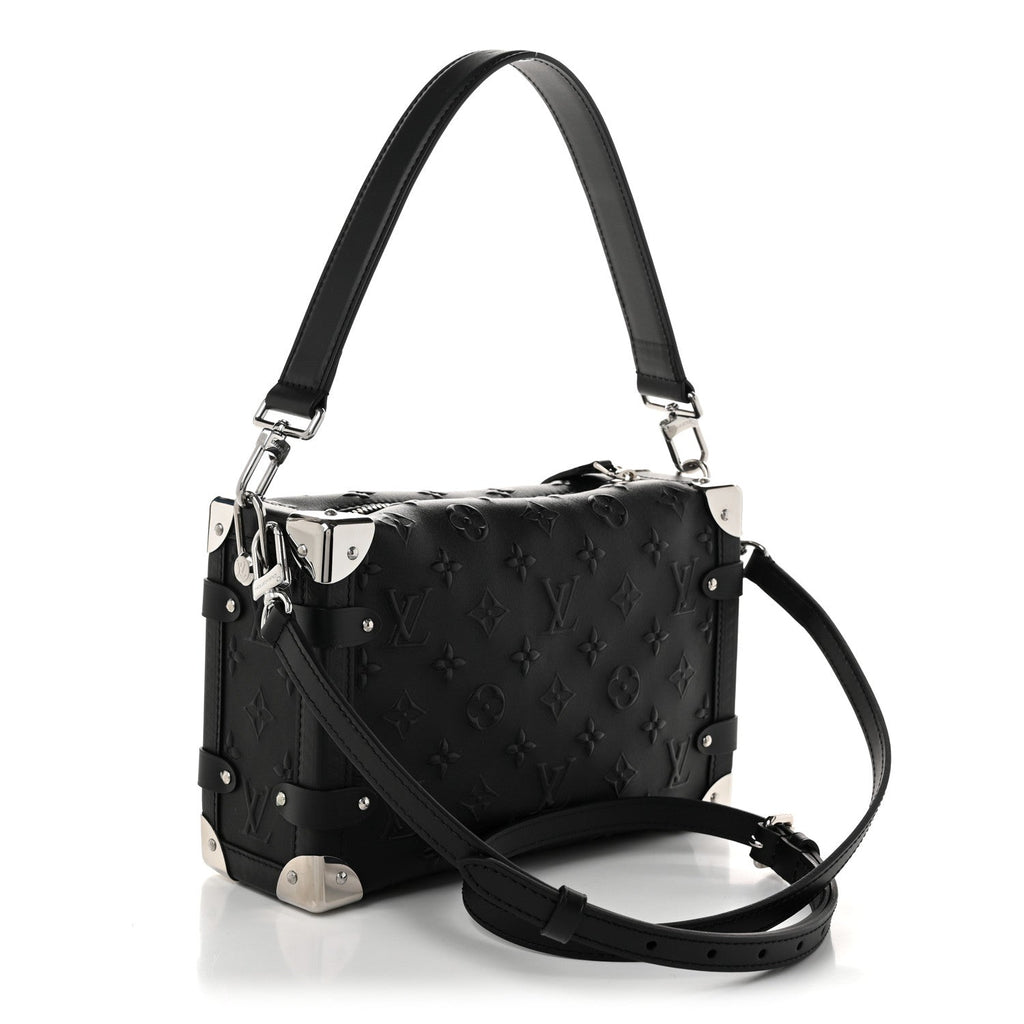 Calfskin Debossed Monogram Side Trunk Black