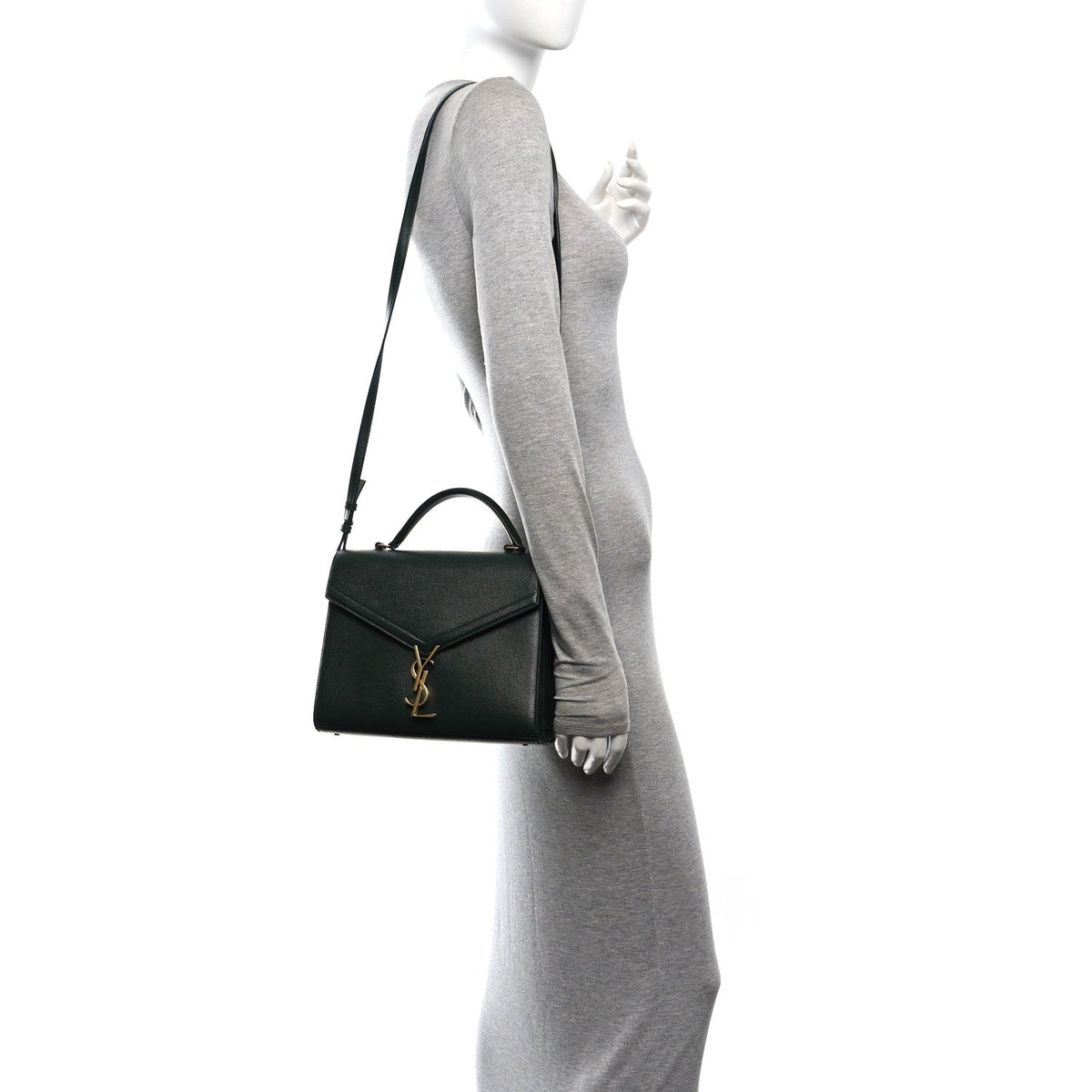 Grain de Poudre Medium Classic Monogram Cassandra Top Handle Vert Fonce