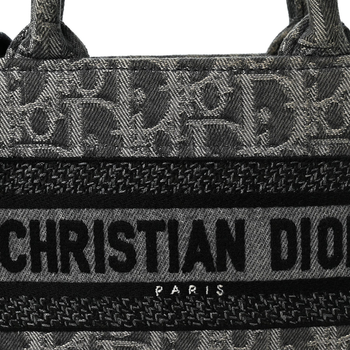 Oblique Denim Mini Book Tote With Strap Grey Multicolor