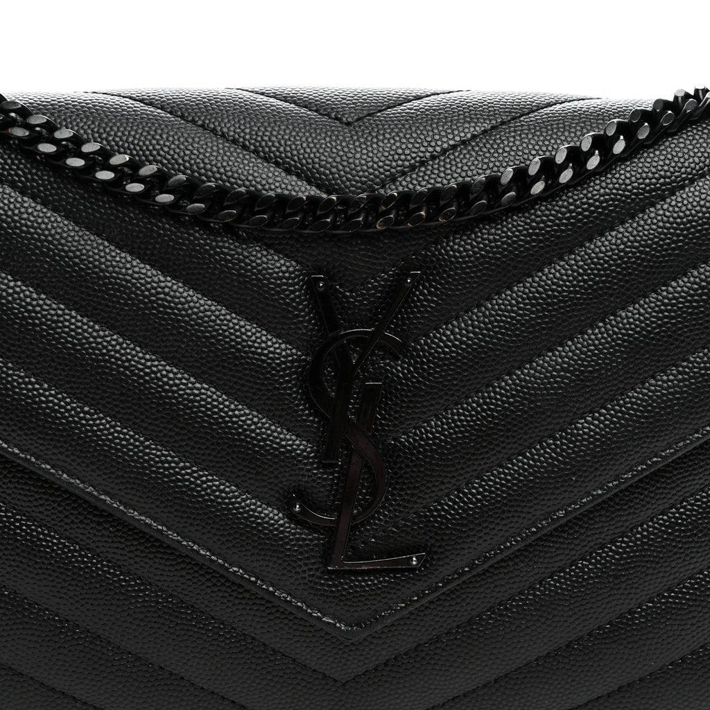 Grain De Poudre Matelasse Chevron Monogram Monochrome Chain Wallet Black