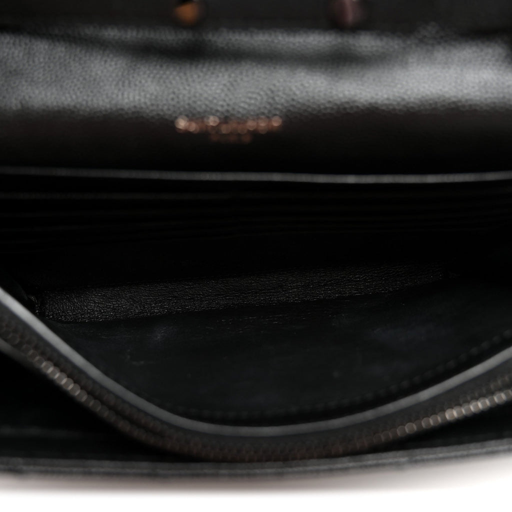 Grain De Poudre Matelasse Chevron Monogram Monochrome Chain Wallet Black