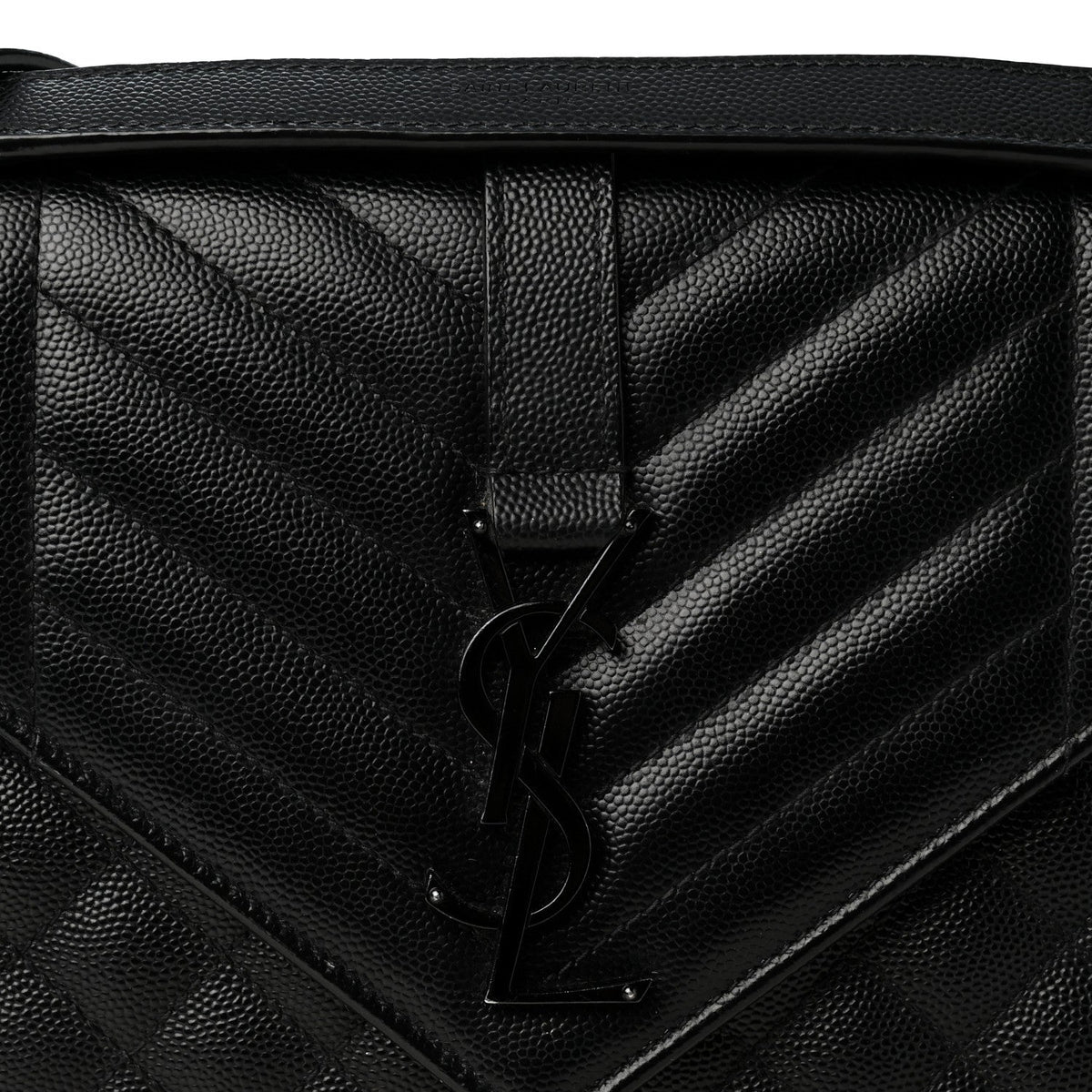 Grain De Poudre Textured Mixed Matelasse Triquilt Medium Monogram Monochrome Satchel Black