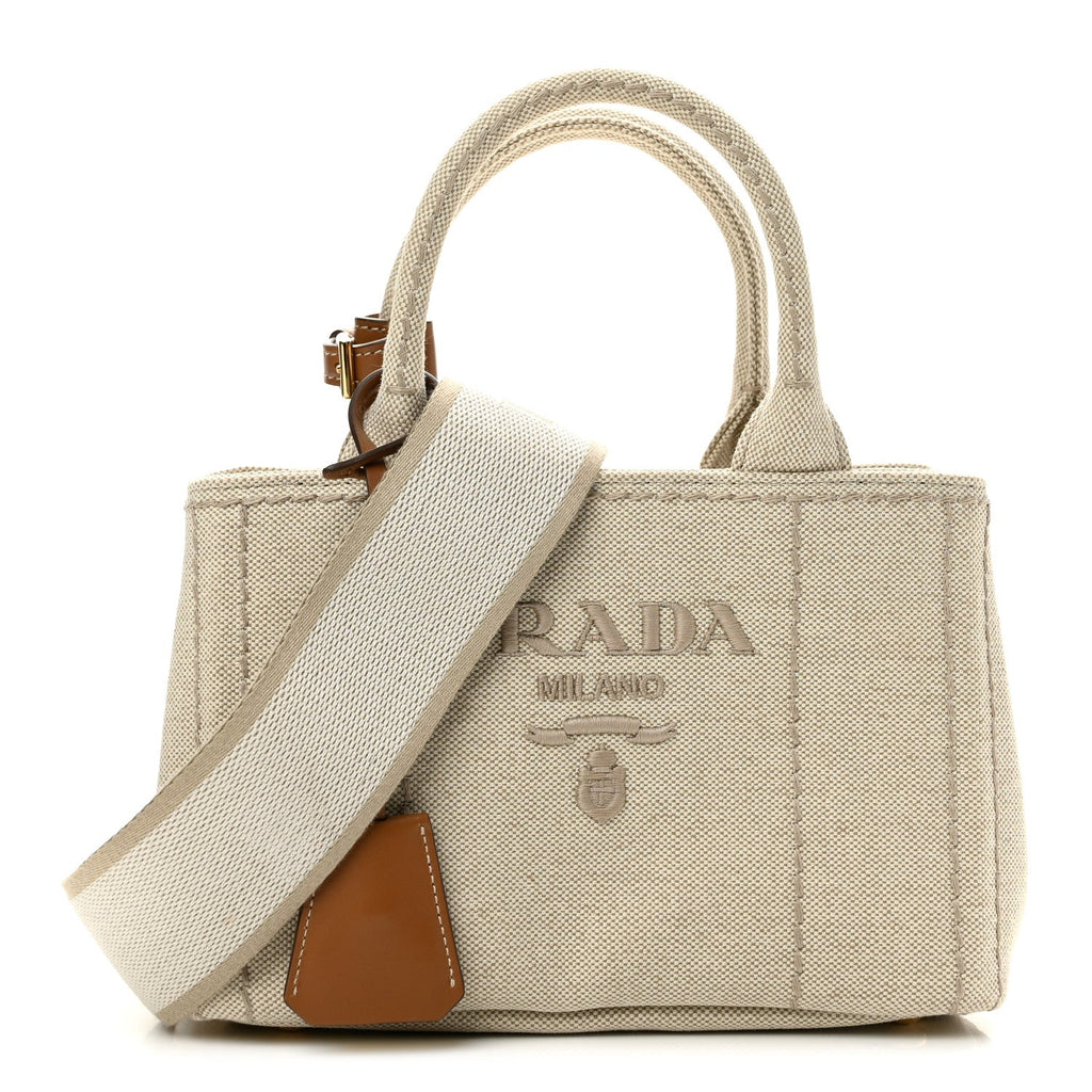 Canvas Mistolino Ricamo Small Logo Tote Naturale