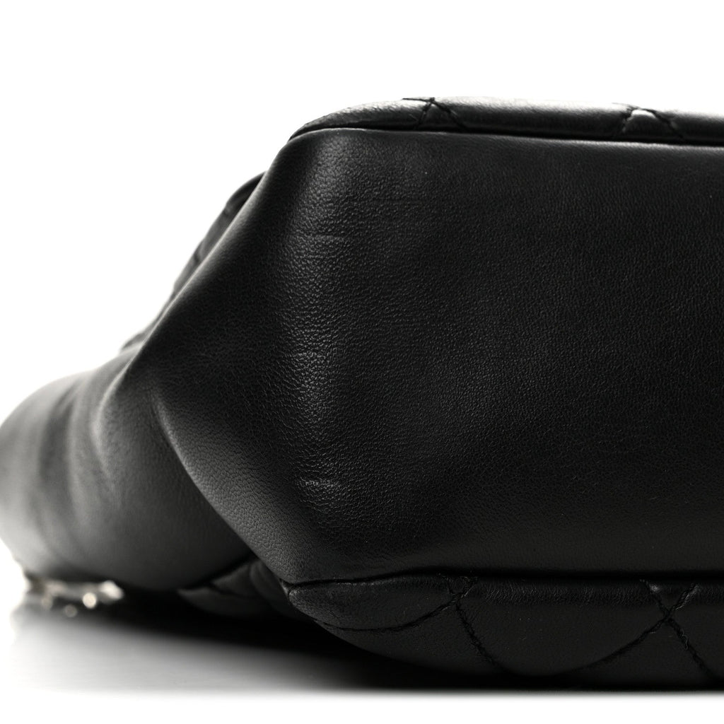 Lambskin Quilted Jumbo Coco Rain Flap Black