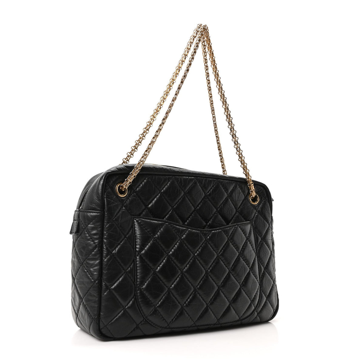 Aged Calfskin Quilted Large Reissue Camera Case Black Black