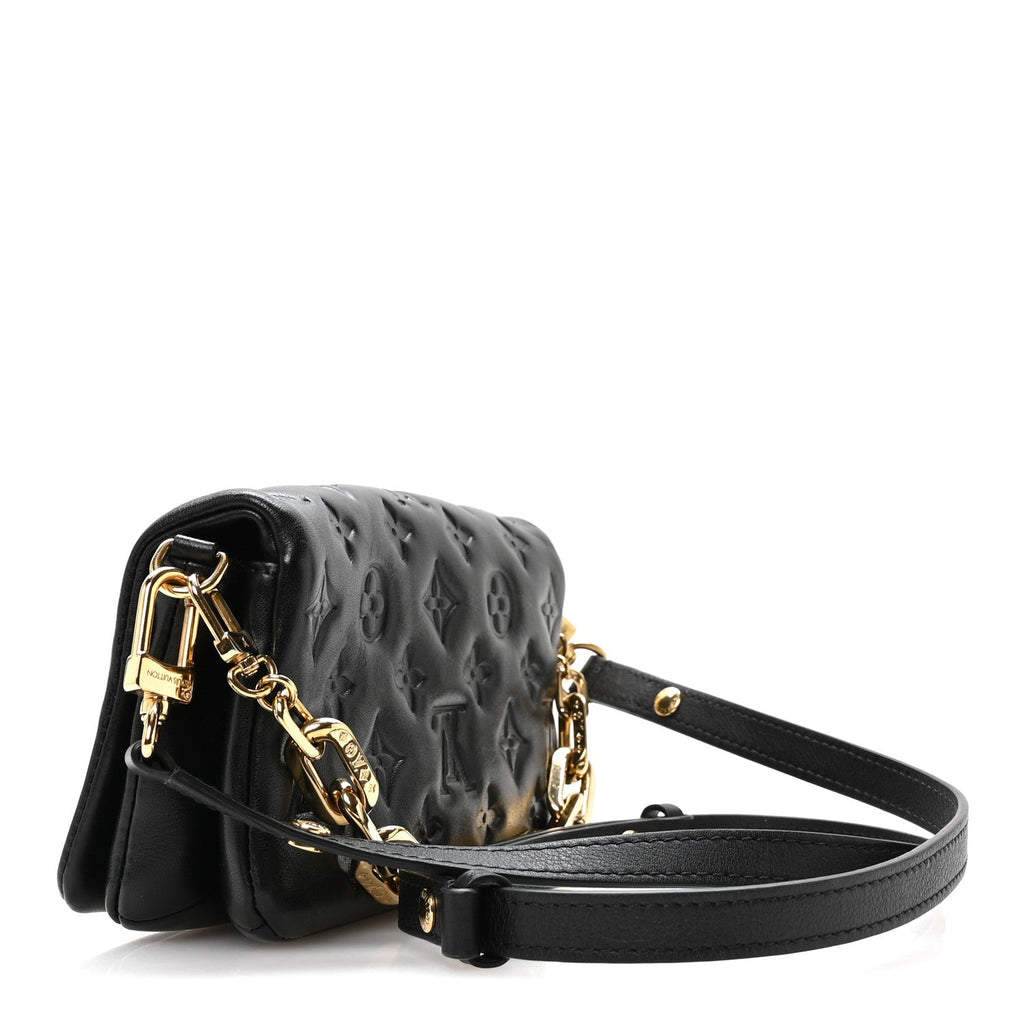 Lambskin Embossed Monogram Pochette Coussin Crossbody Black
