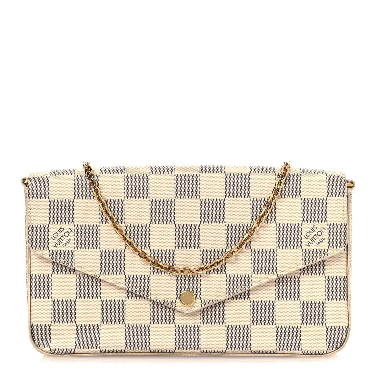 Damier Azur Pochette Felicie Chain Wallet Rose Ballerine Rose Ballerine