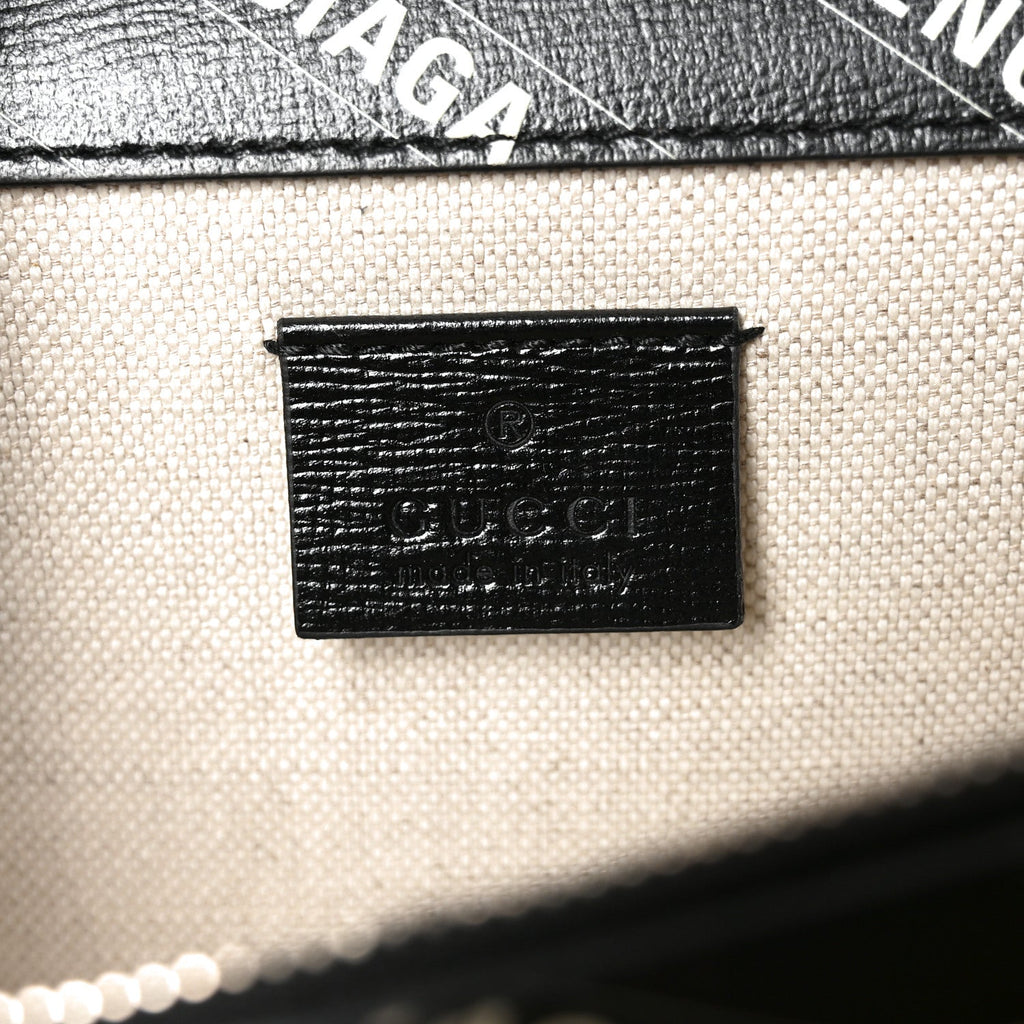 X BALENCIAGA Calfskin Matelasse Logo Print Small GG Marmont Shoulder Bag Black
