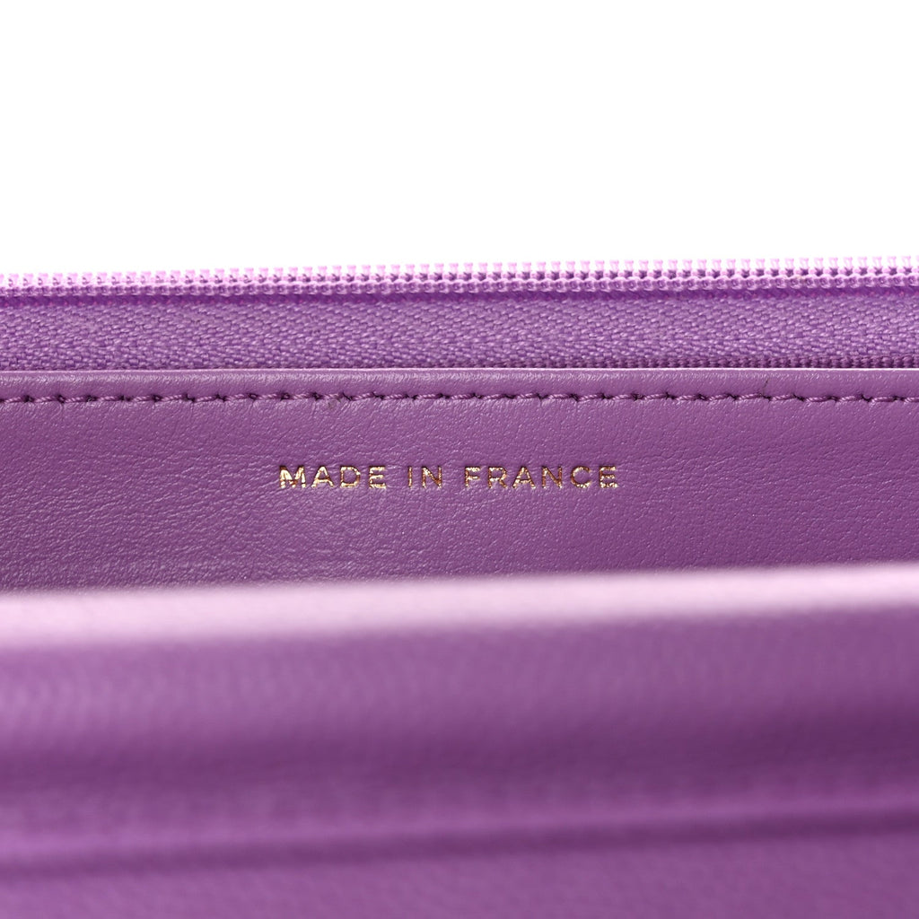 Caviar Quilted Wallet on Chain WOC Purple
