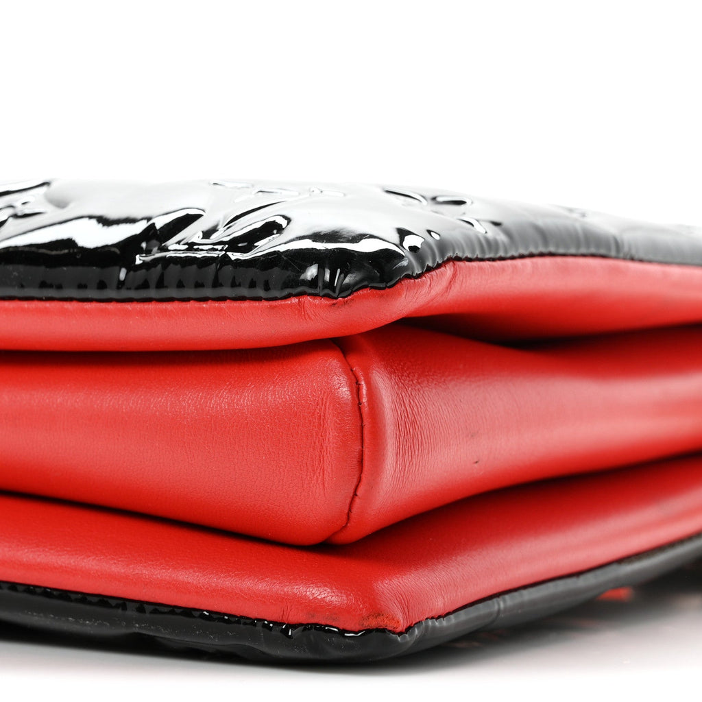 Patent Embossed Monogram Lambskin Coussin MM Black Red