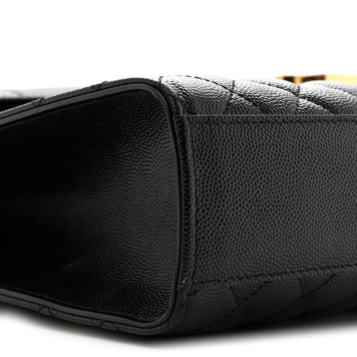 Grain De Poudre Textured Mixed Matelasse Large Triquilt Monogram Satchel Black