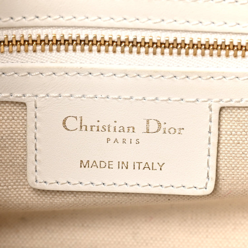 Calfskin Small Dior Vibe Zip Bowling Bag White
