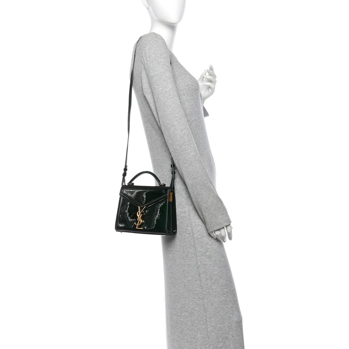 Patent Calfskin Mini Classic Monogram Cassandra Top Handle Green