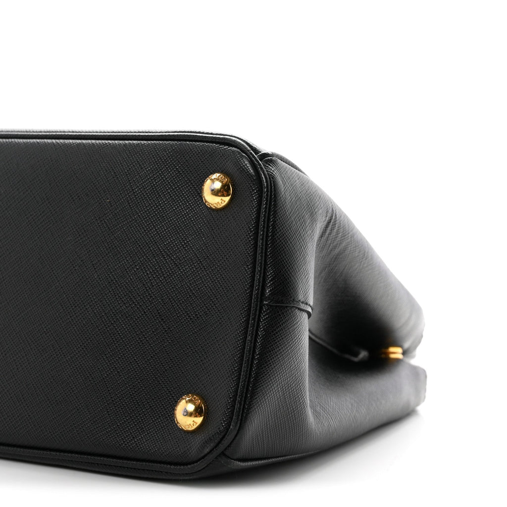 Saffiano Small Galleria Double Zip Tote Black