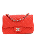 Lambskin Quilted Mini Rectangular Flap Red