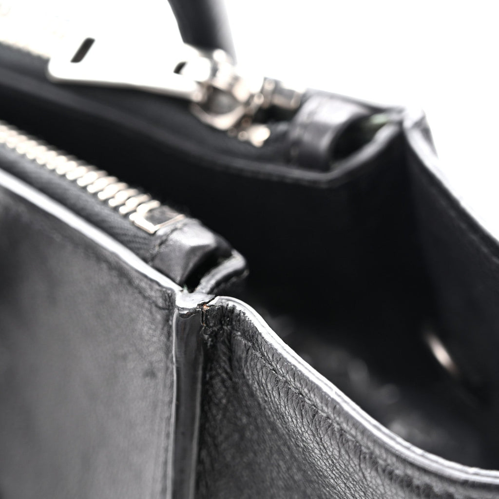 Glace Calf Twin Pocket Tote Black