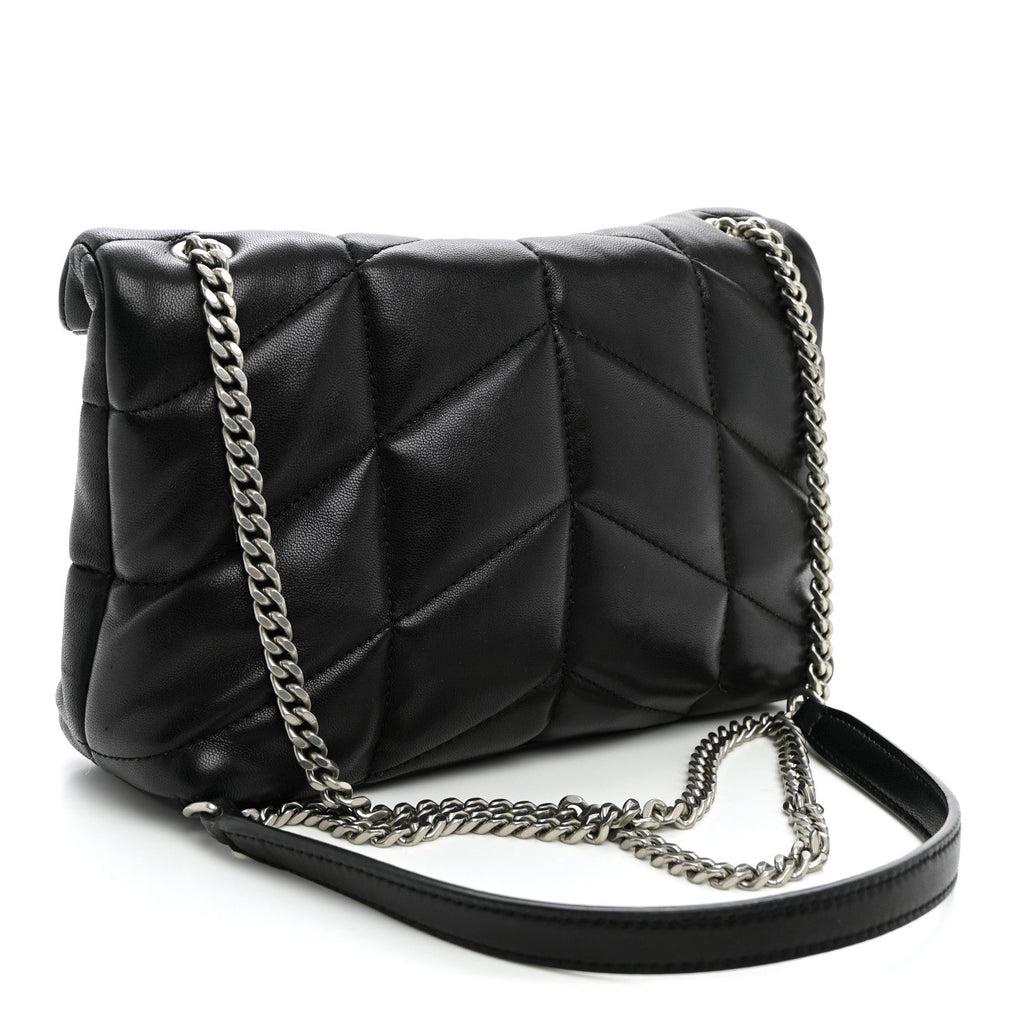 Lambskin Quilted Toy Loulou Puffer Monogram Chain Satchel Black