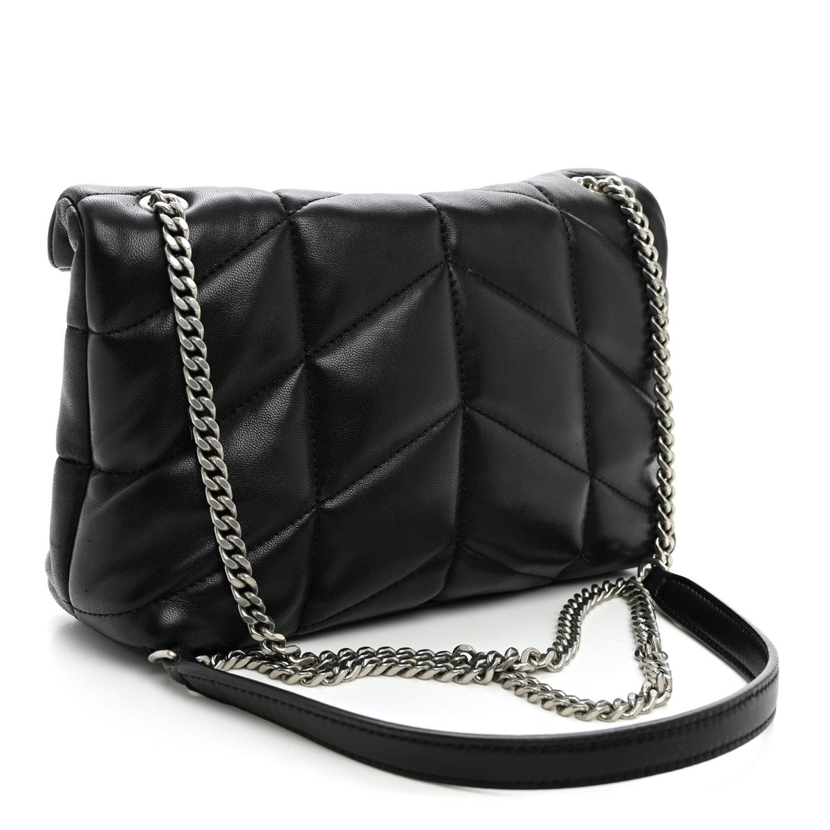 Lambskin Quilted Toy Loulou Puffer Monogram Chain Satchel Black