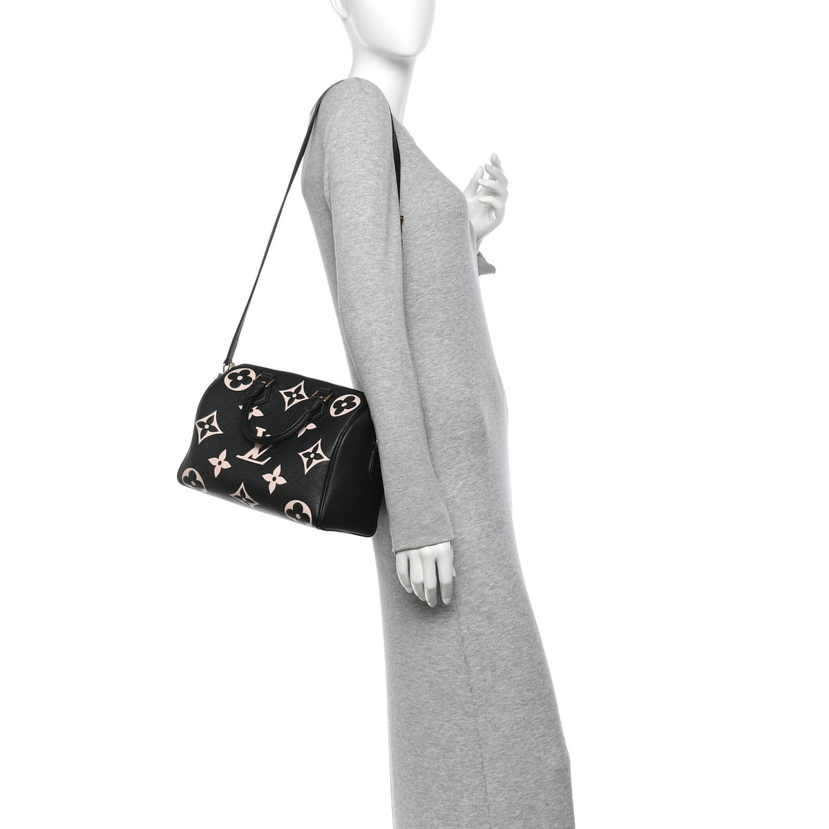 Empreinte Monogram Giant Speedy Bandouliere 25 Black Beige