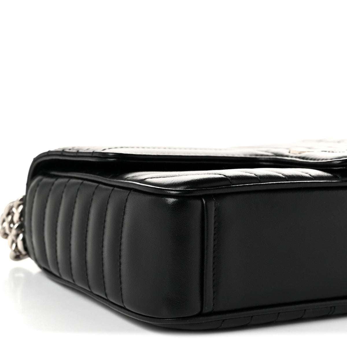 Soft Calfskin Impunture Diagramme Medium Chain Flap Shoulder Bag Black
