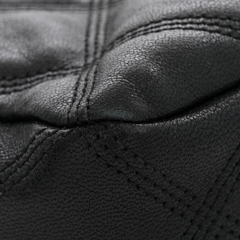 Grained Lambskin Quilted Mini Becky Double Zip Bag Black