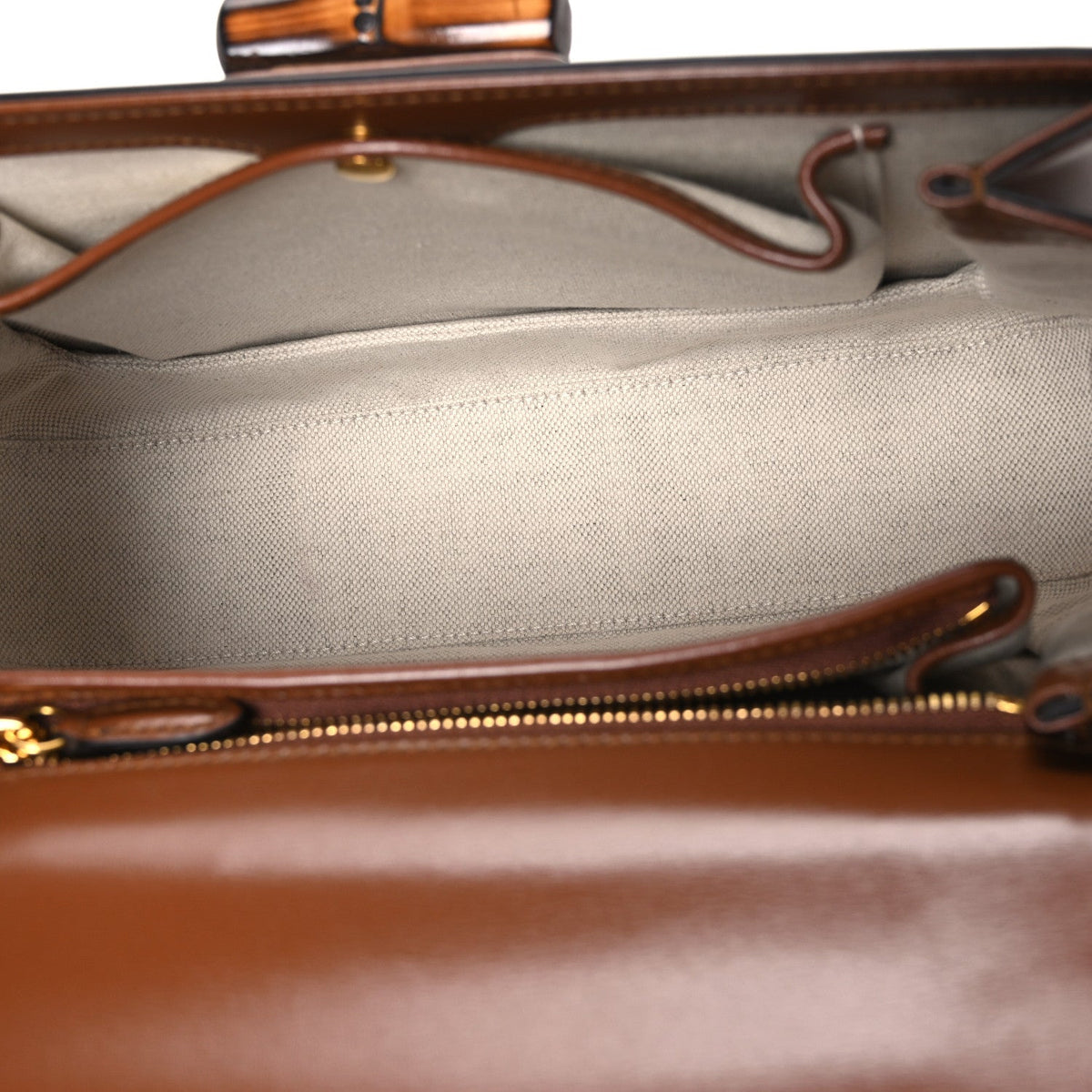 Boarded Dyana Lux Calfskin Web Medium Bamboo 1947 Top Handle Bag Brown
