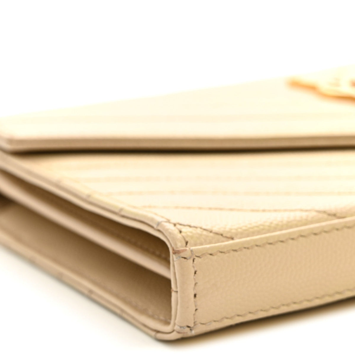 Grain De Poudre Matelasse Chevron Monogram Chain Wallet Dark Beige