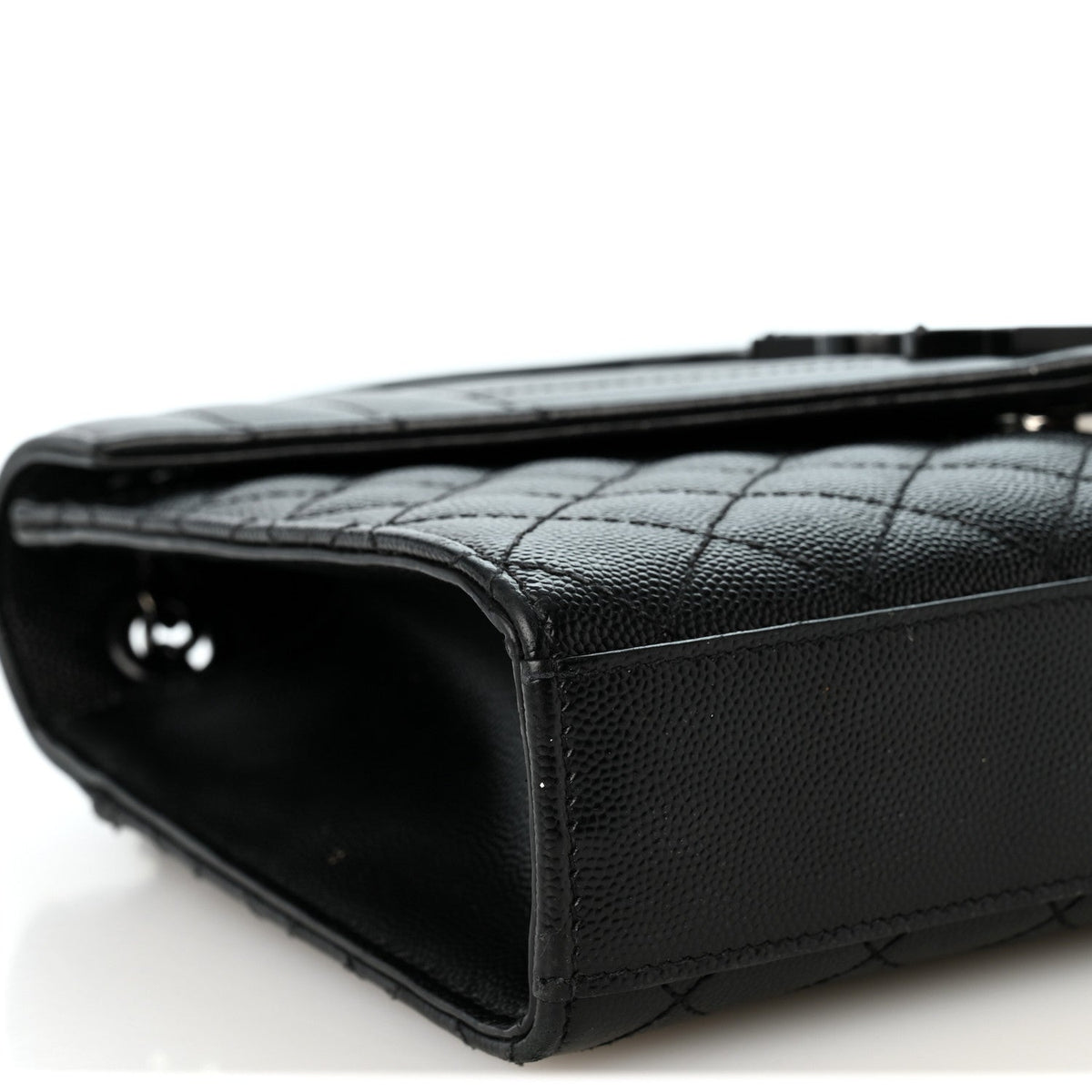 Grain De Poudre Textured Mixed Matelasse Triquilt Medium Monogram Monochrome Satchel Black