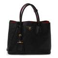 Saffiano Cuir Small Double Bag Black Fuoco