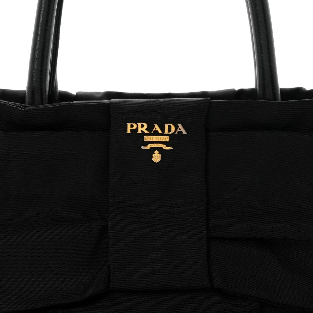 Nylon Tessuto Fiocco Bow Tote Black