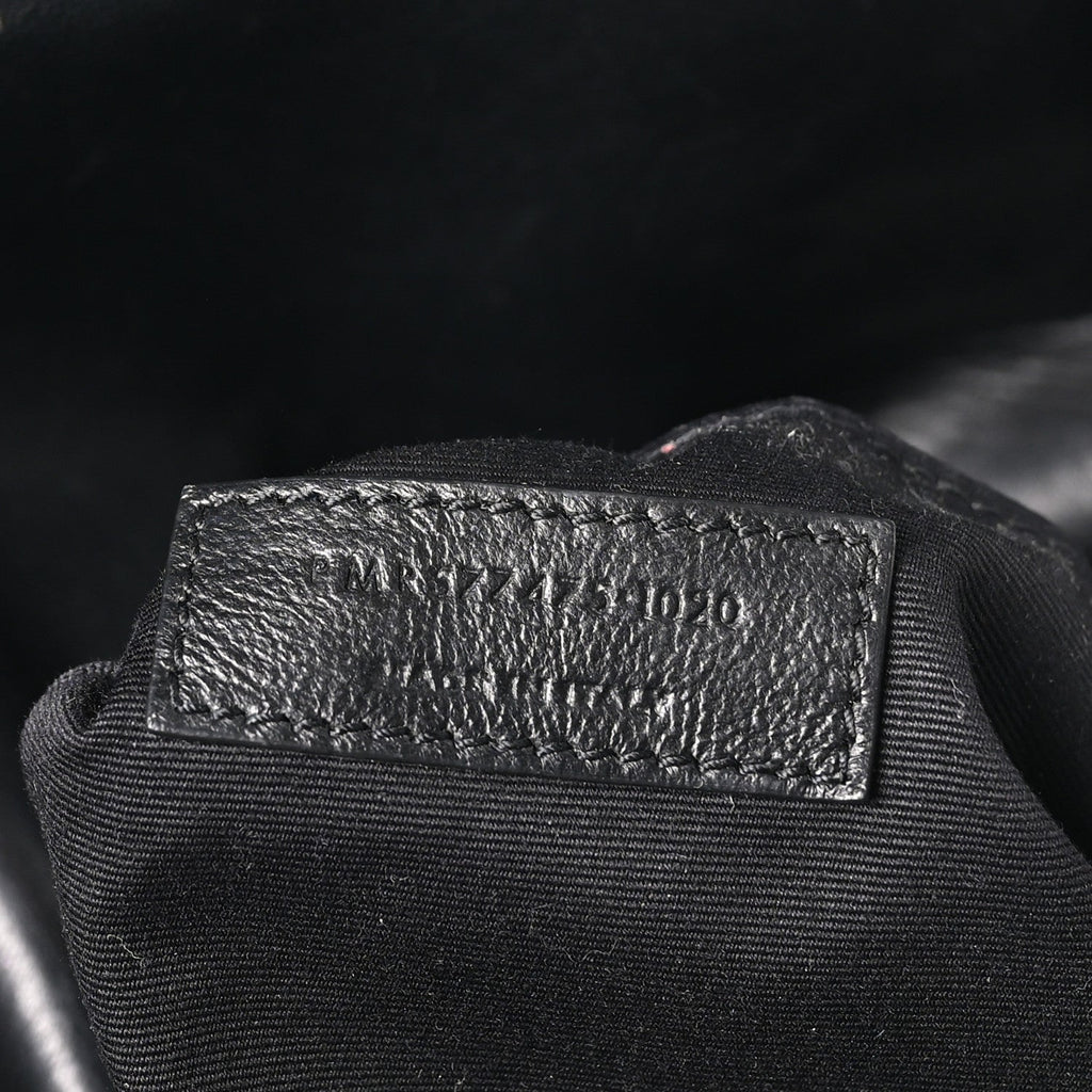 Lambskin Quilted Monogram Monochrome Medium Loulou Puffer Chain Satchel Black