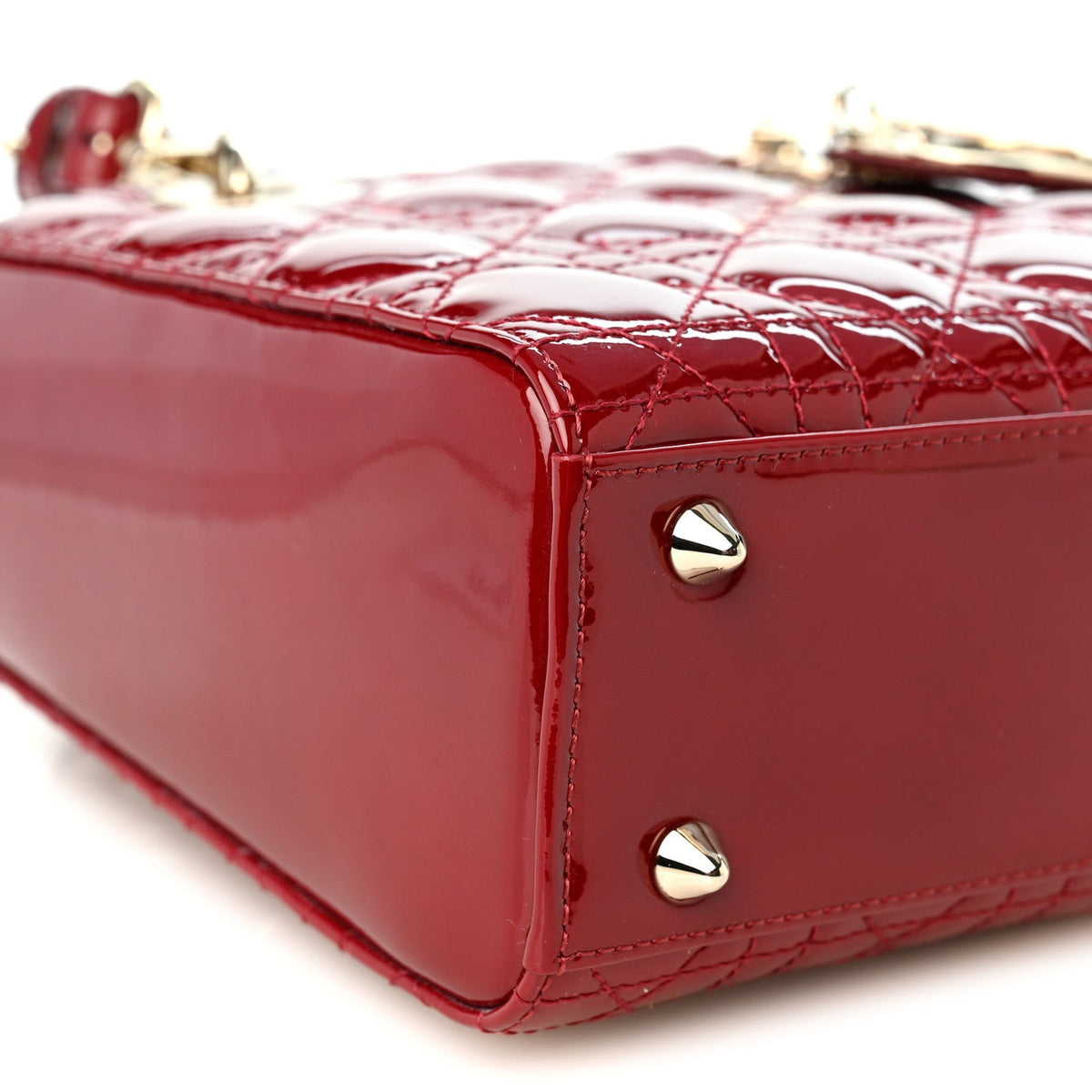 Patent Cannage Small My ABCDior Lady Dior Cherry Red