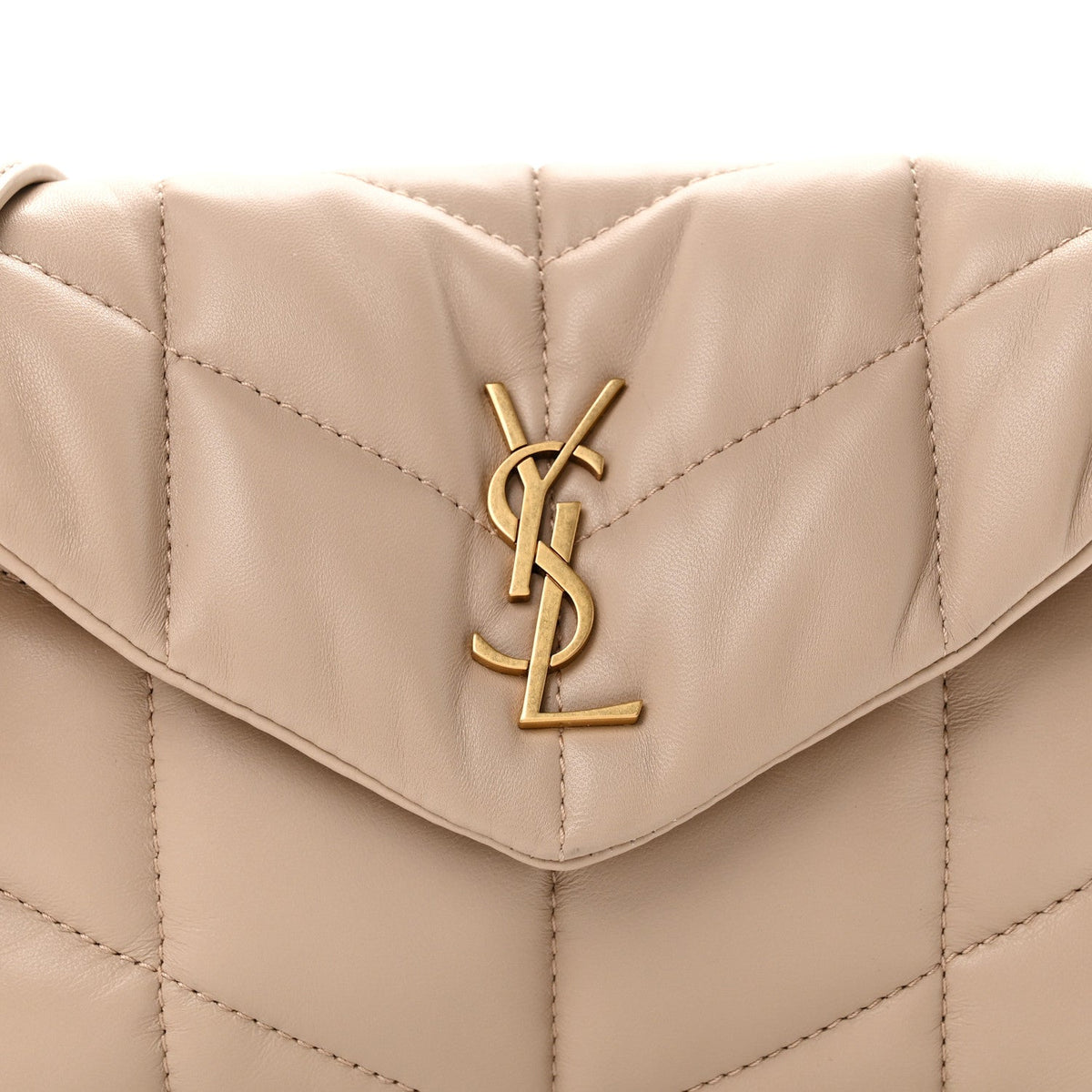 Lambskin Quilted Toy Loulou Puffer Monogram Chain Satchel Dark Beige