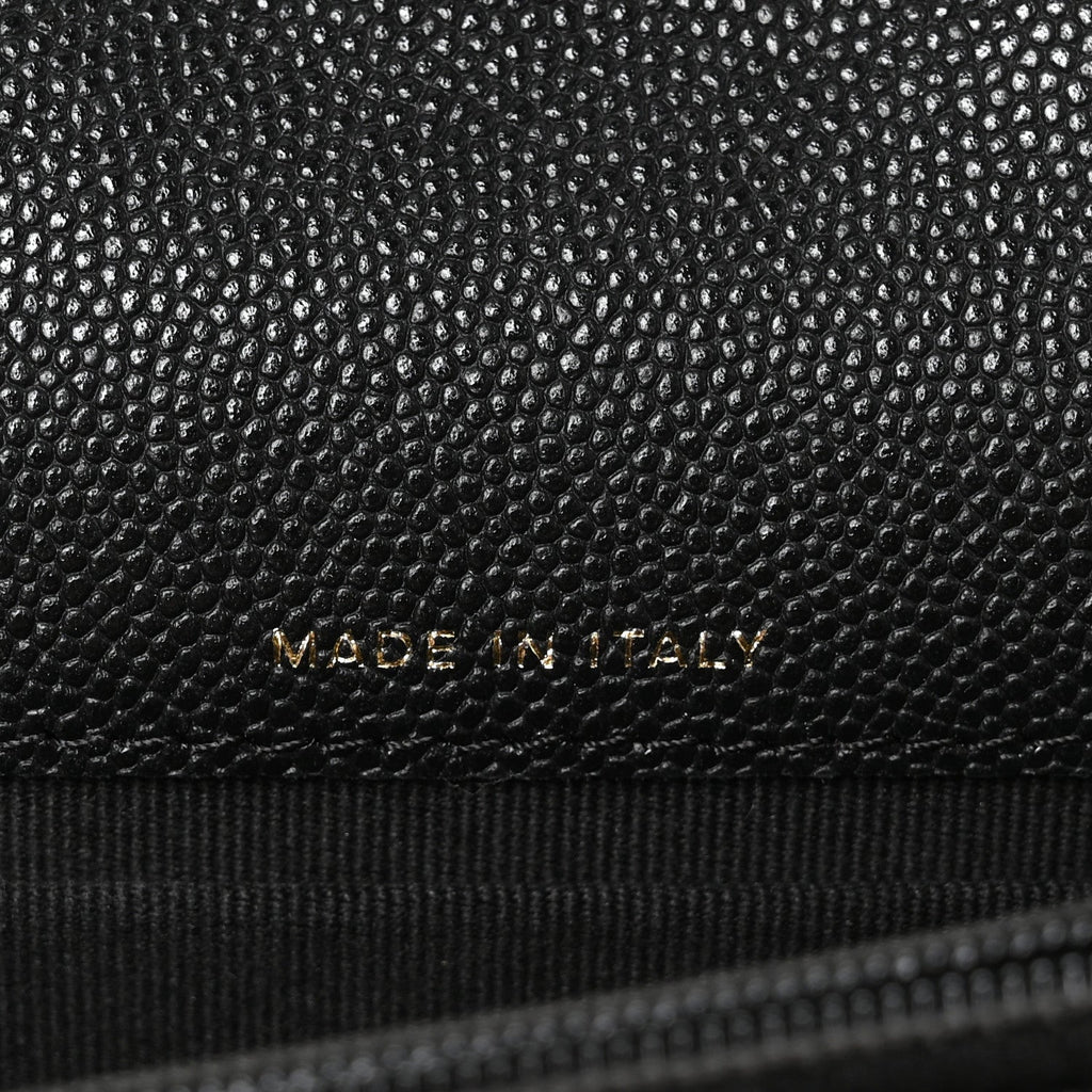 Caviar Quilted Pocket Twins Clutch With Chain  Black