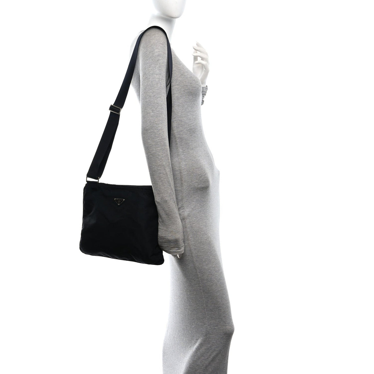 Nylon Vela Flat Messenger Bag Black