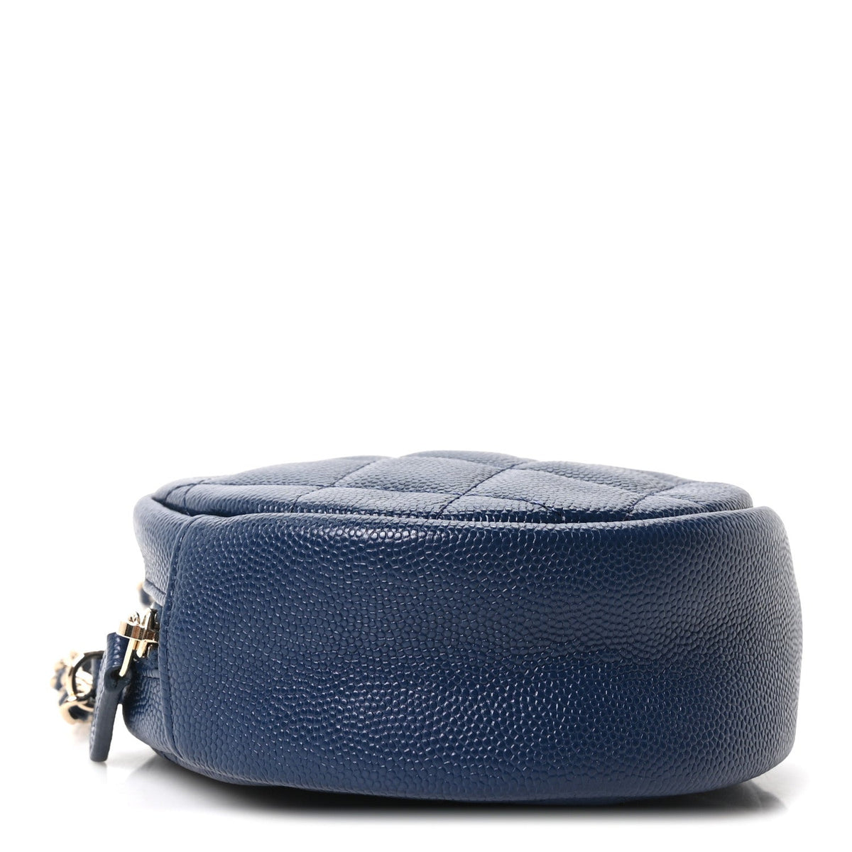 Caviar Quilted Round Clutch With Chain Navy