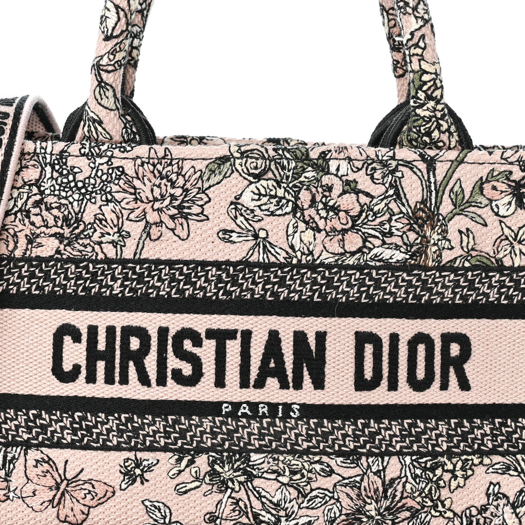 Canvas Embroidered Mini Book Tote With Strap Pink Multicolor
