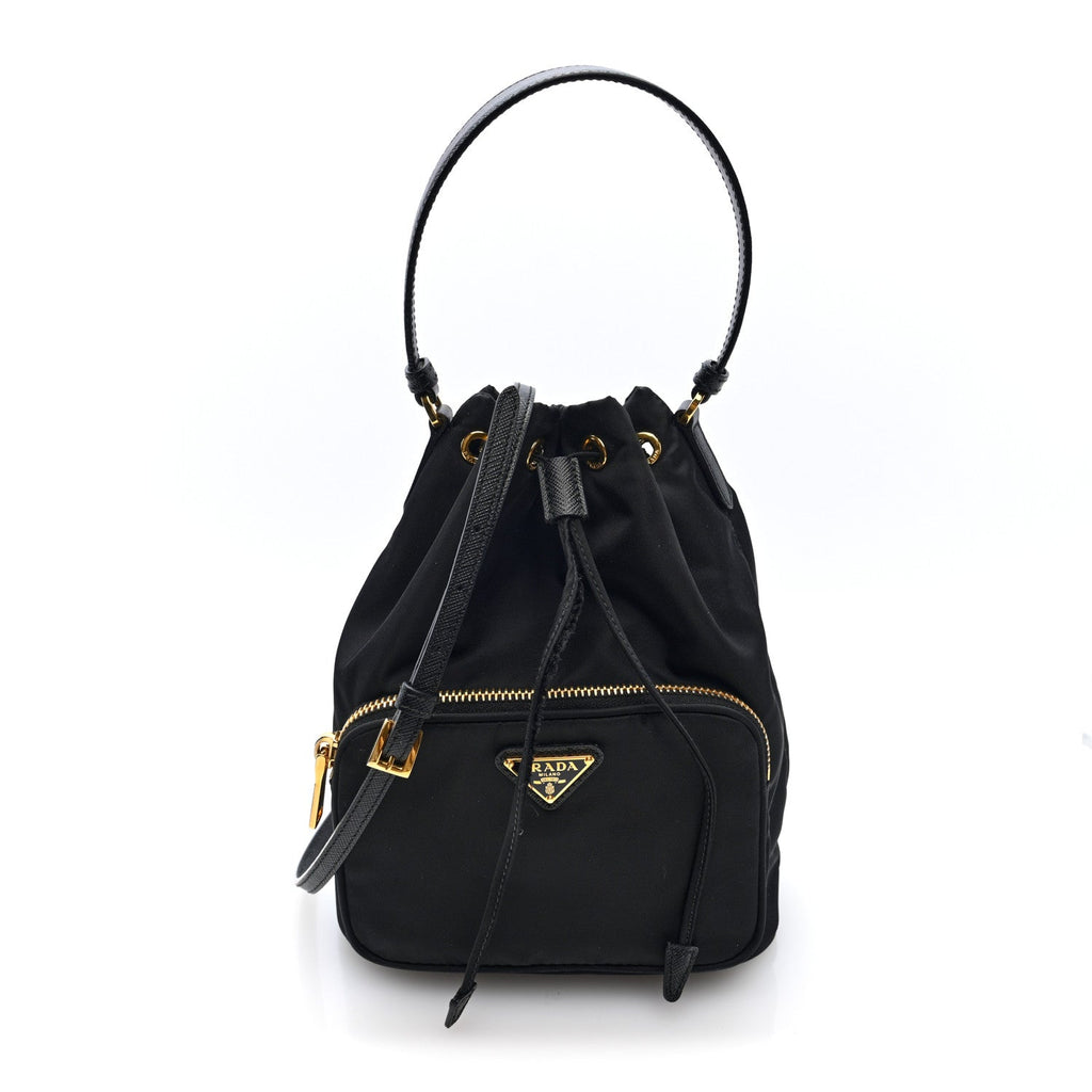 Re-Nylon Duet Drawstring Shoulder Bag Black