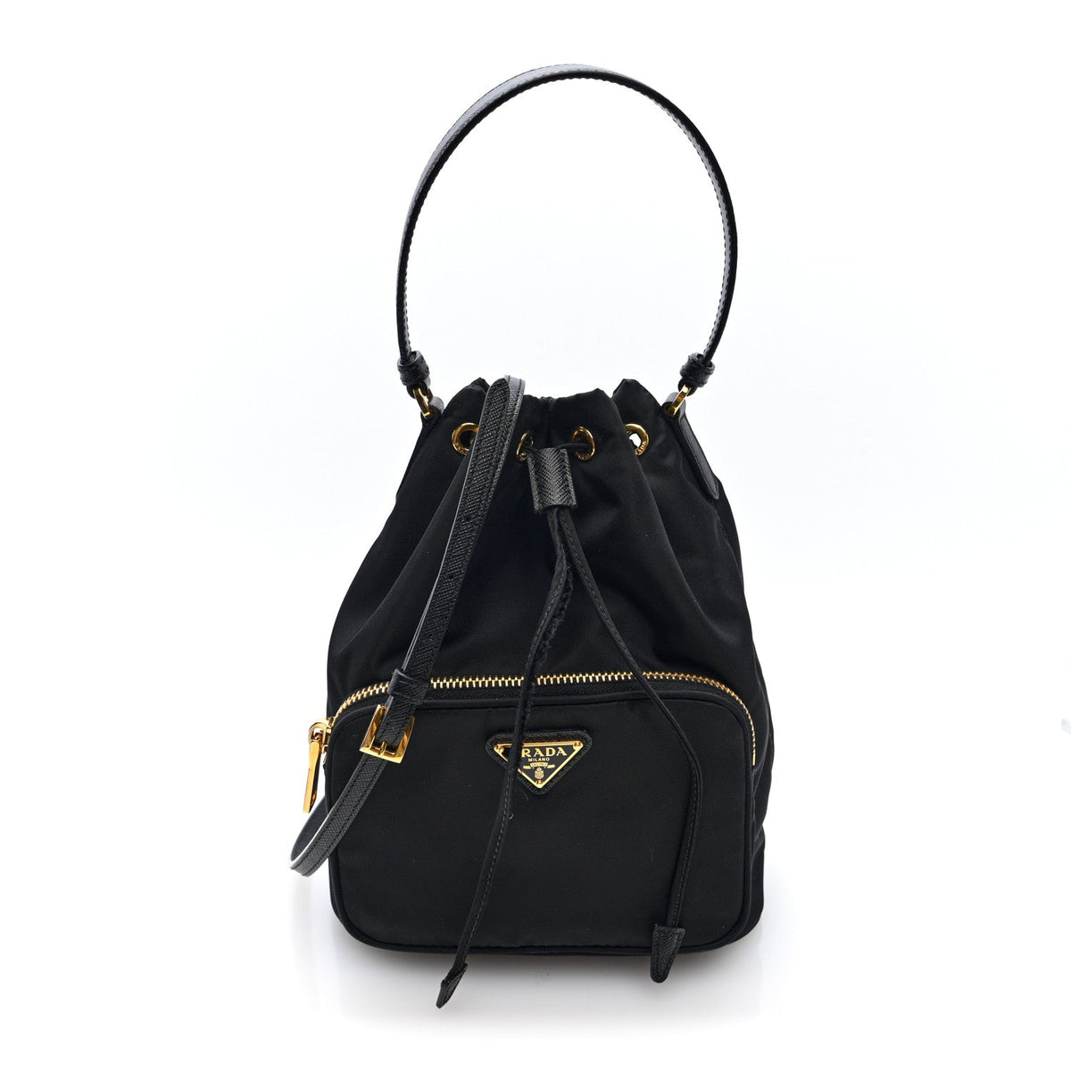 Re-Nylon Duet Drawstring Shoulder Bag Black