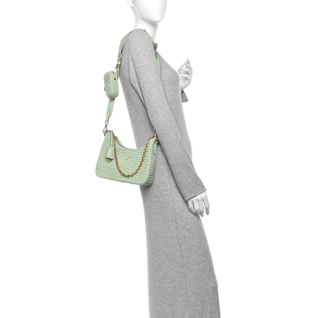 Yarn Raffia Effect Crochet Re-Edition 2005 Shoulder Bag Acqua